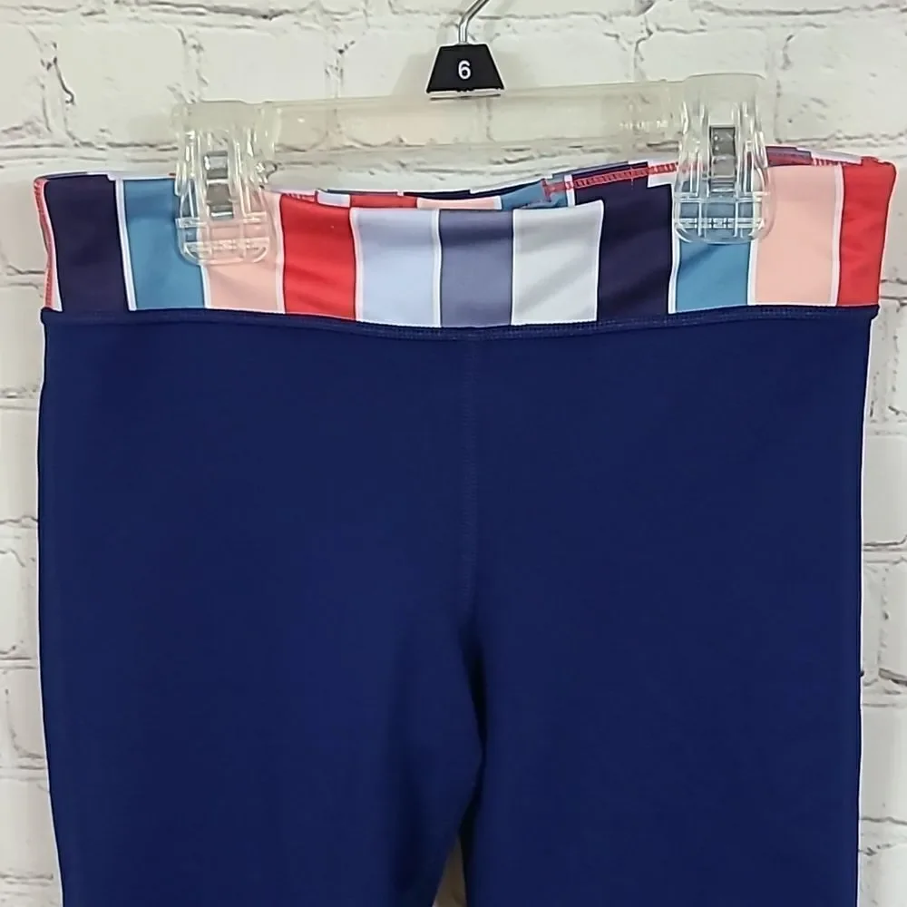 Nike Dri-Fit Girls Medium Navy Stripe Leggings Kids Activewear Gym Yoga Pants